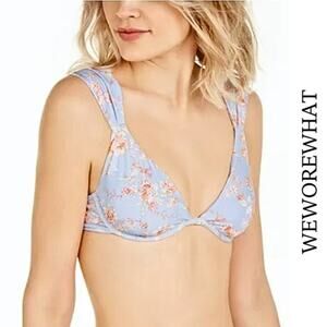 WeWoreWhat NWT Halogen Blue Floral Allie Underwire Padded Bikini Swim Top Large